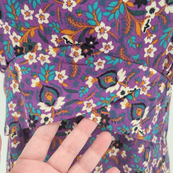 NWT Band of the Free Coraline Purple Floral Crossover Mini Dress Summer Size L - Picture 5 of 11